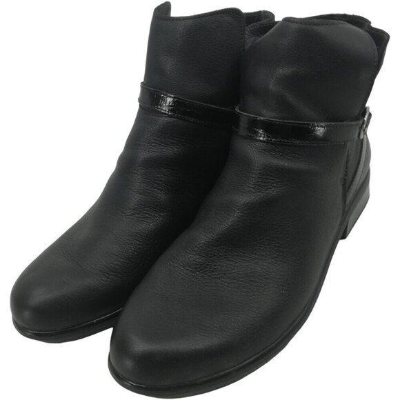 Naot Briza Black Ankle Chelsea Leather Boots Size 39 US 8-8.5 Hook & Loop Strap - Picture 2 of 10